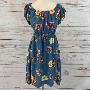 Love Delirious blue floral off shoulder maternity